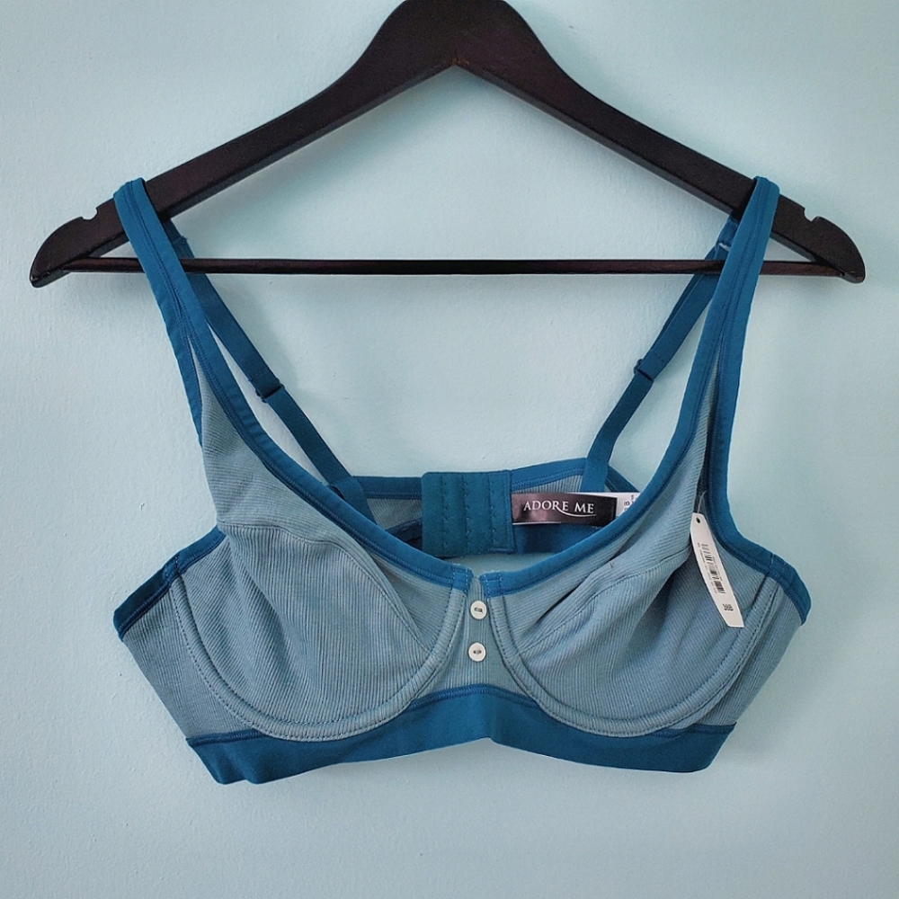 NWT Comfy Light Blue Bra with Blue Piping